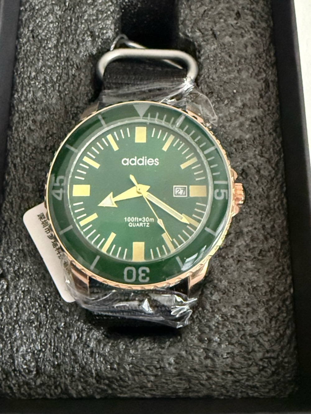 addies Green Dial Quartz Watch with Gold Accents
